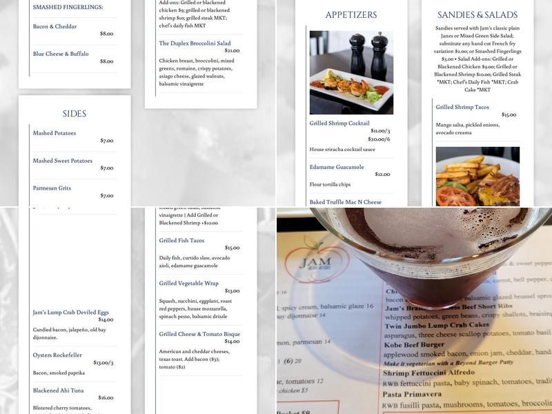 Jam Bistro Menu