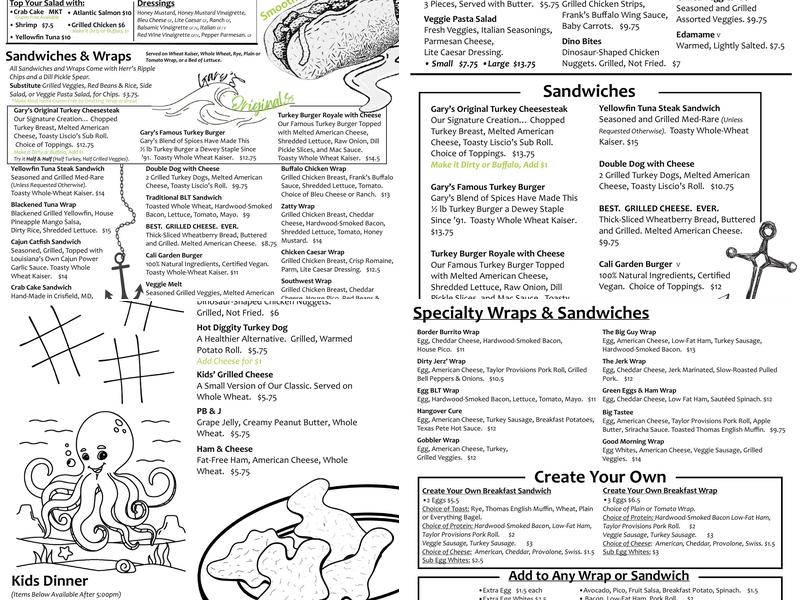 Gary's Dewey Beach Grill / 38° -75° Brewing Menu