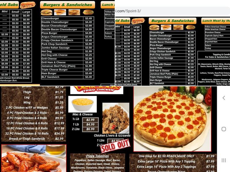 Five Points Deli Menu