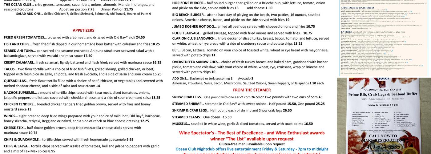 Breaker's Pub Menu