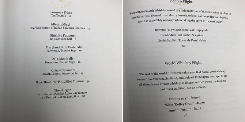 The Cannon Room Menu