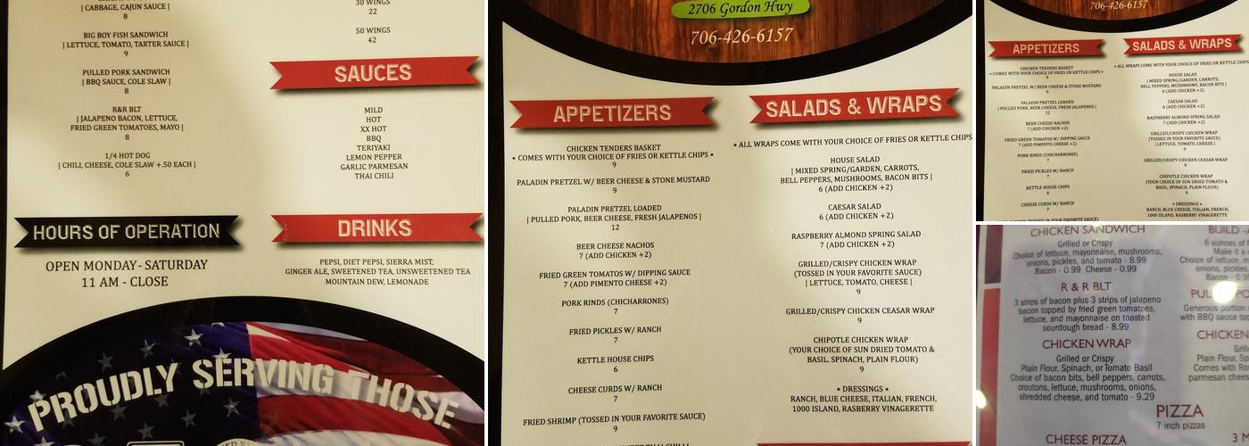 R & R Bar and Grill Menu