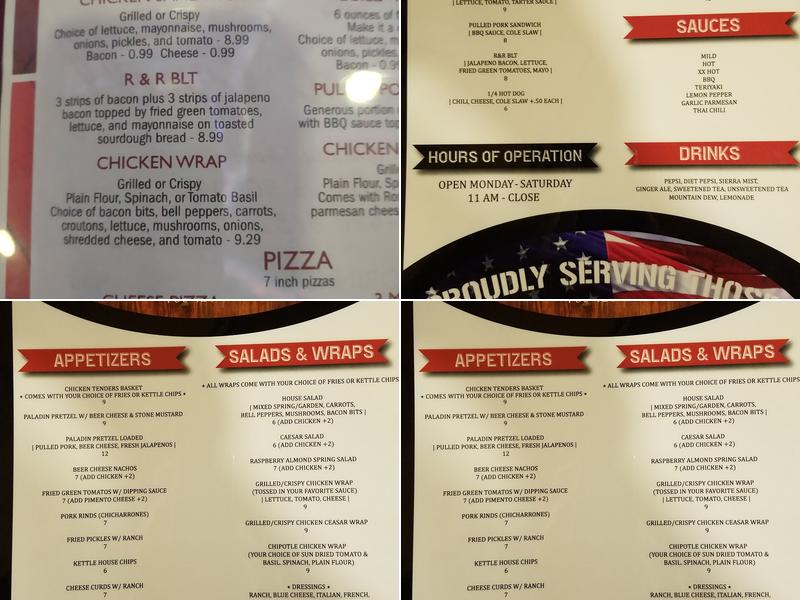 R & R Bar and Grill Menu