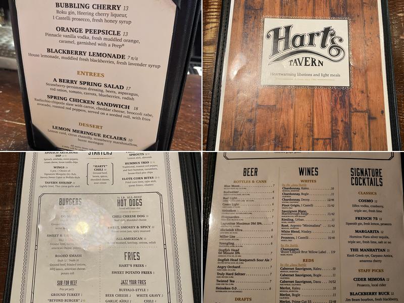 Hart's Tavern Menu