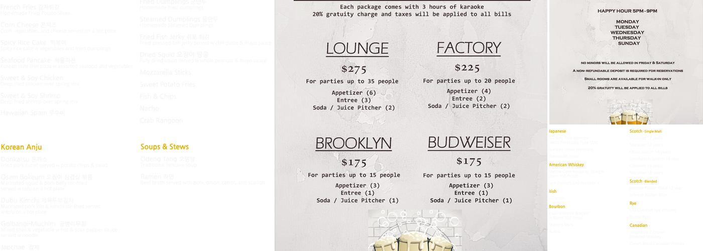 Duba Karaoke and Pub Menu