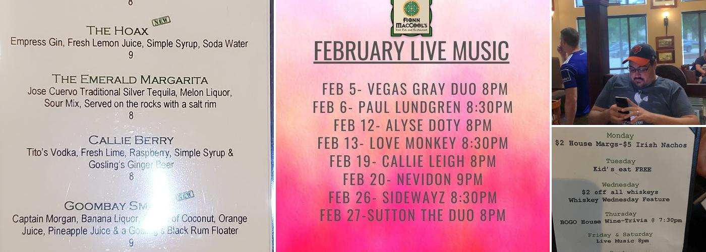 Fionn MacCool's Irish Pub & Restaurant Menu