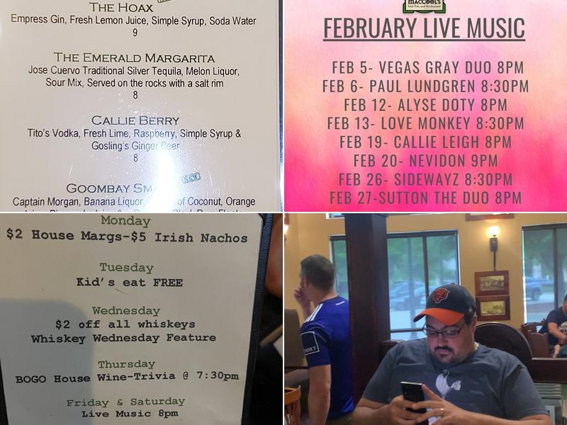 Fionn MacCool's Irish Pub & Restaurant Menu