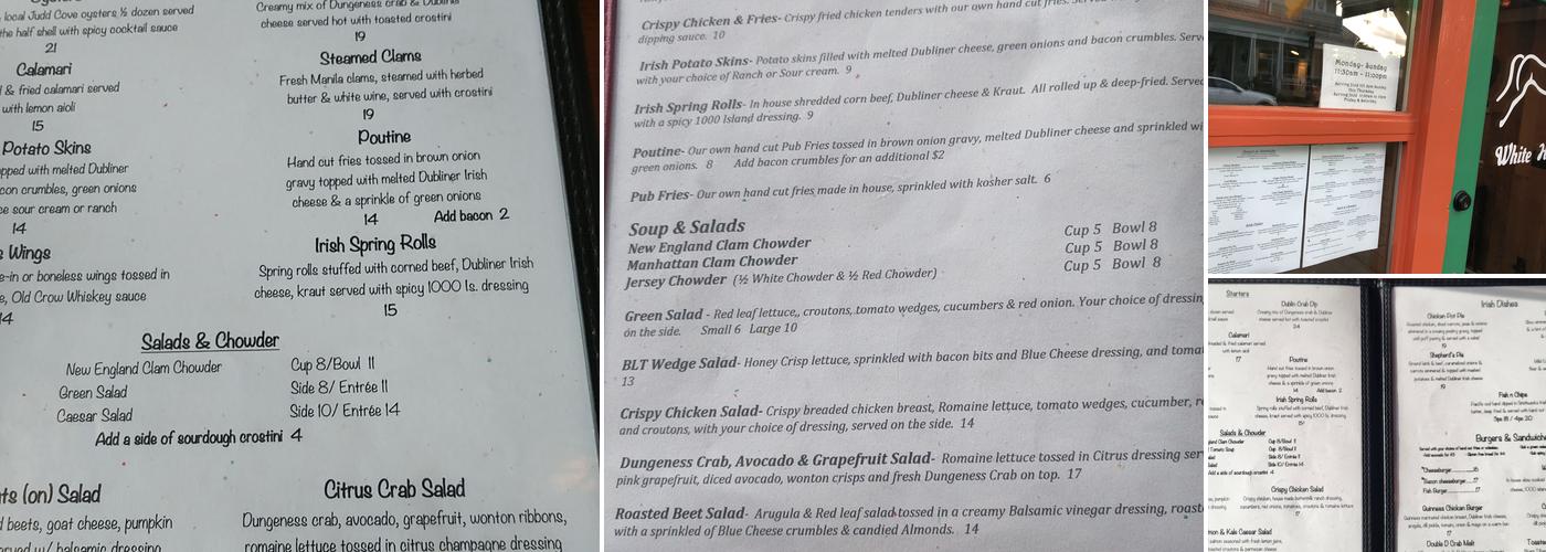 The White Horse Pub Menu