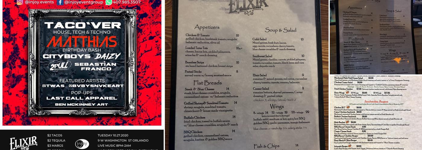 Elixir Kitchen and Bar Menu
