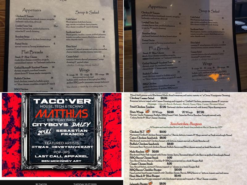 Elixir Kitchen and Bar Menu