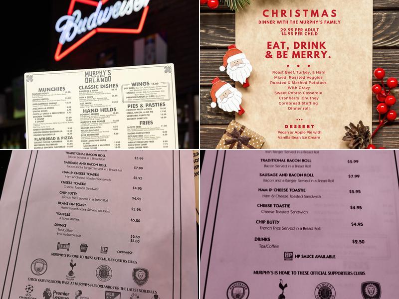 Murphy's Pub Orlando Menu
