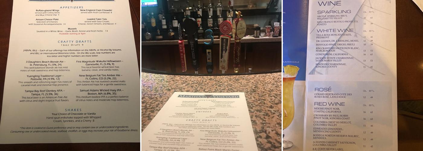 Martha's Vineyard Menu