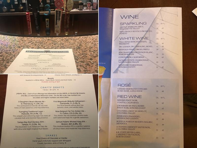 Martha's Vineyard Menu