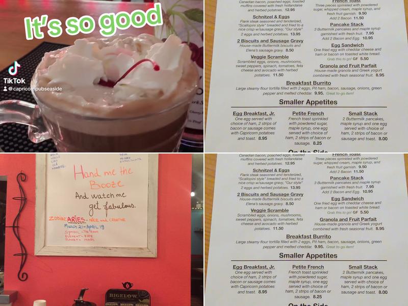 Capricorn Pub and Fine Foods Menu