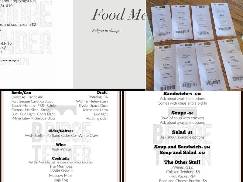 Bridge Tender Menu