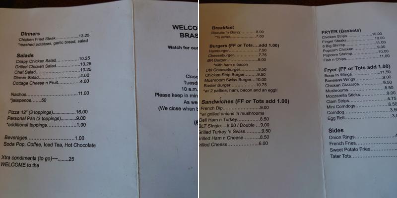 Brass Rail Menu