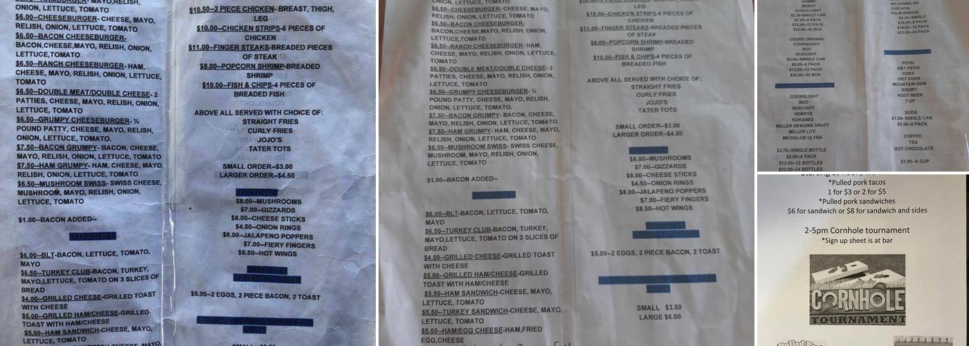 Grumpy's Tavern Menu