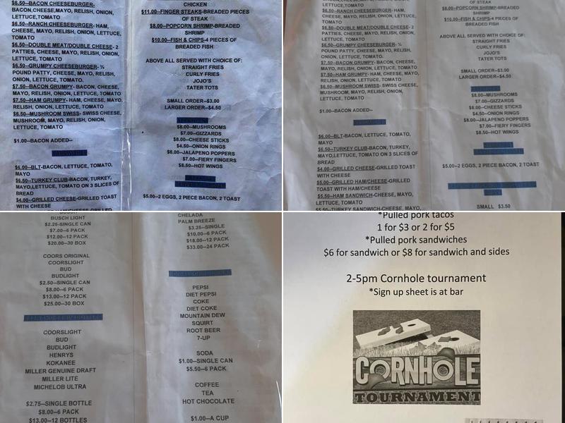 Grumpy's Tavern Menu