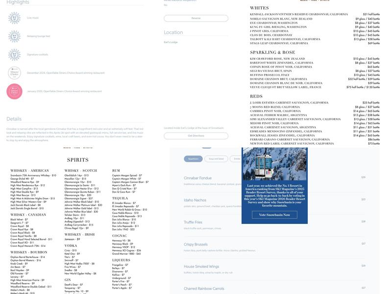 Cinnabar Menu