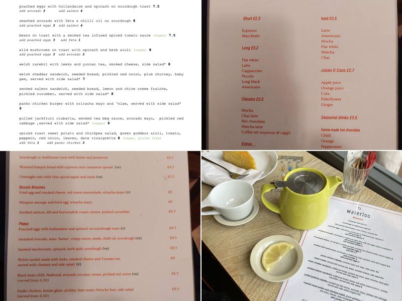 Waterloo Tea Menu
