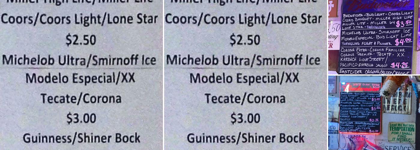 La Perla Bar Menu