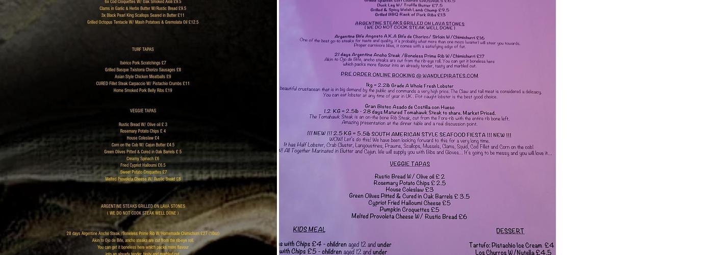 Wandle Pirates Surf & Turf Menu