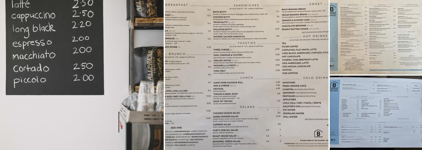 The Bach (Breakfast, Lunch, Coffee) Menu