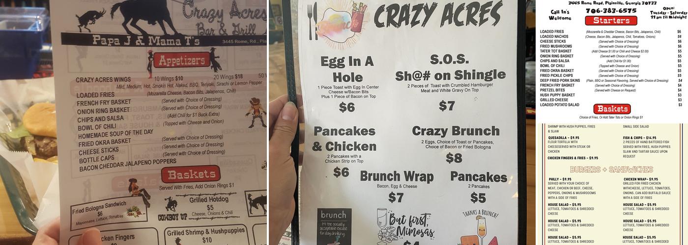 R & A Tavern Menu