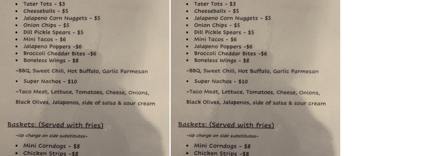 Connor's Lounge Menu