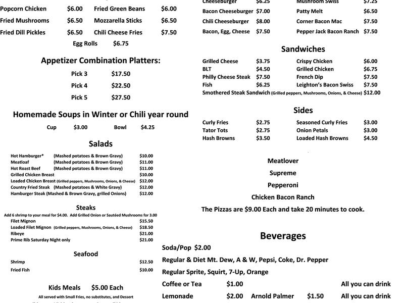 Corner Bar Menu