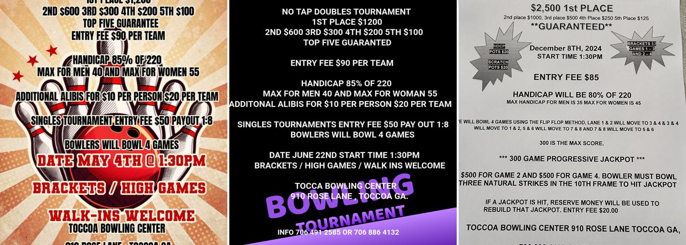 Toccoa Bowling Center Menu