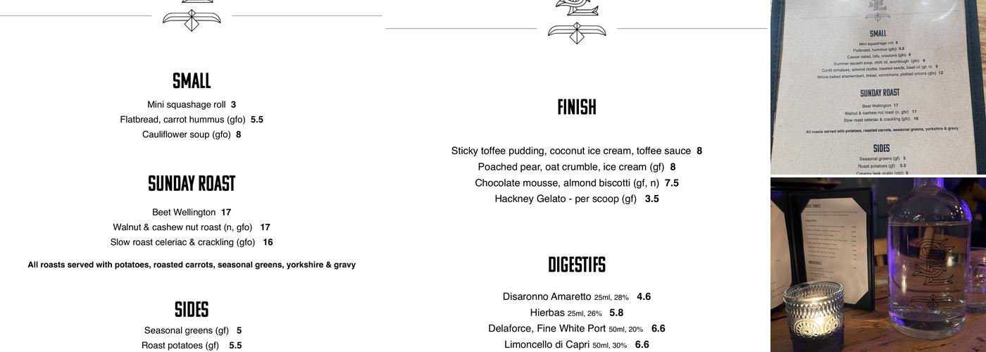 The Spread Eagle Menu