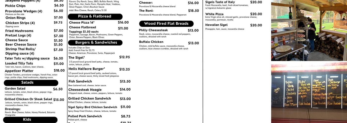 Sigel Hotel Bar and Grill Menu