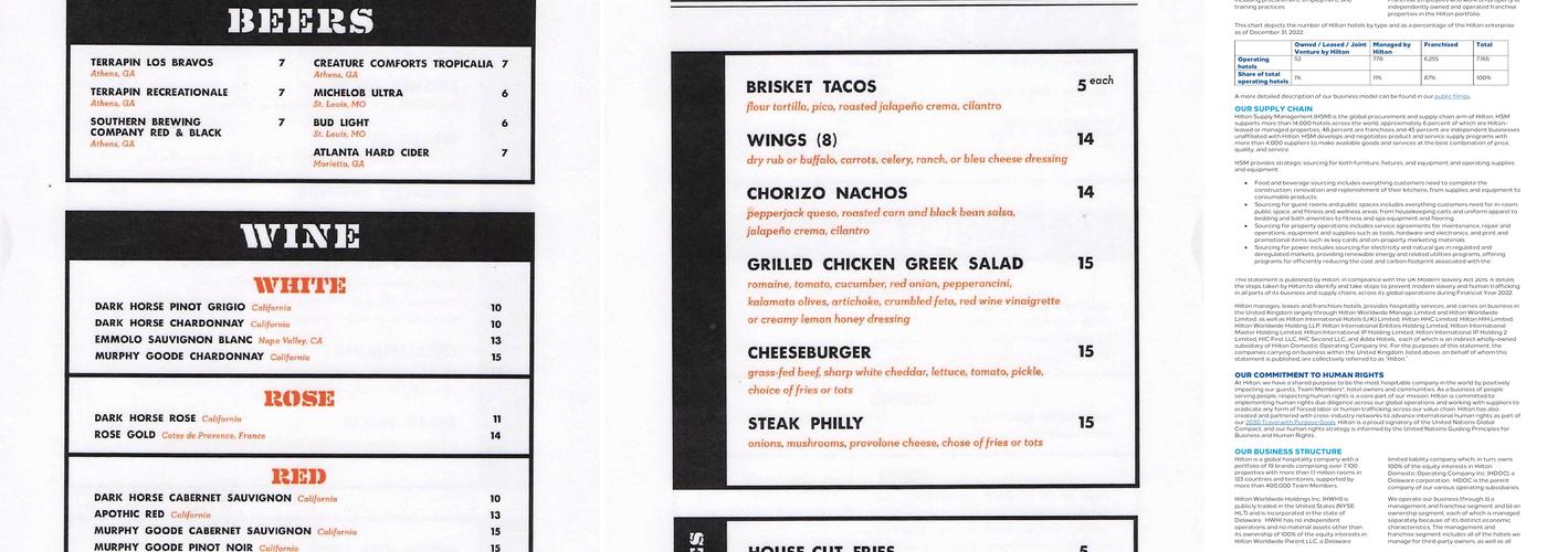 The Foundry Menu