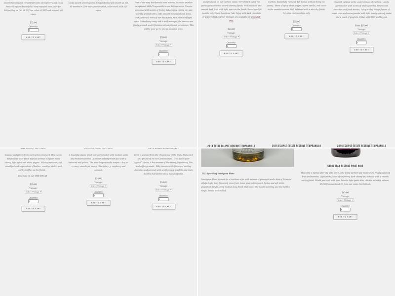 Stone Griffon Vineyard Menu