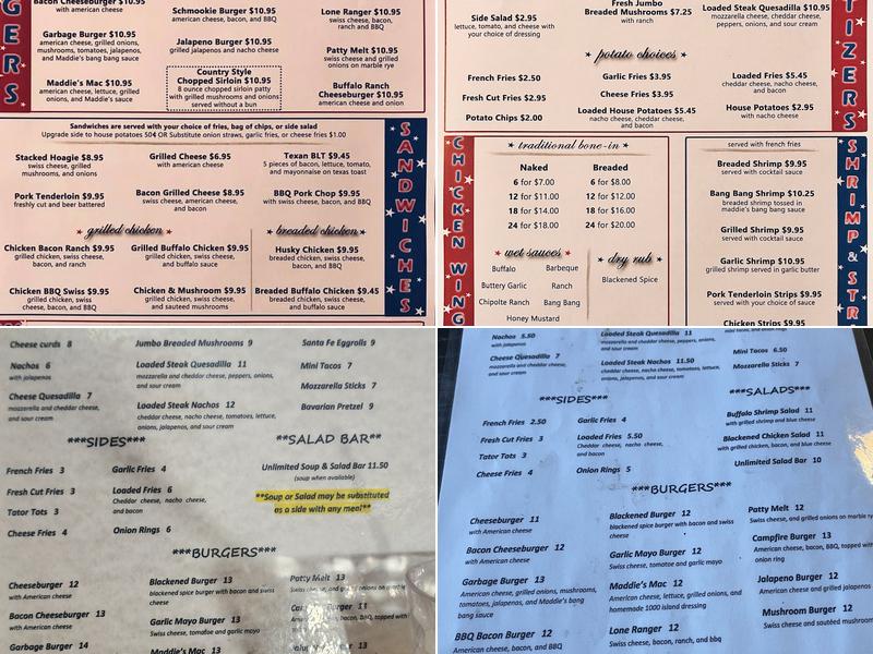 Maddie's Place Bar & Grill Menu