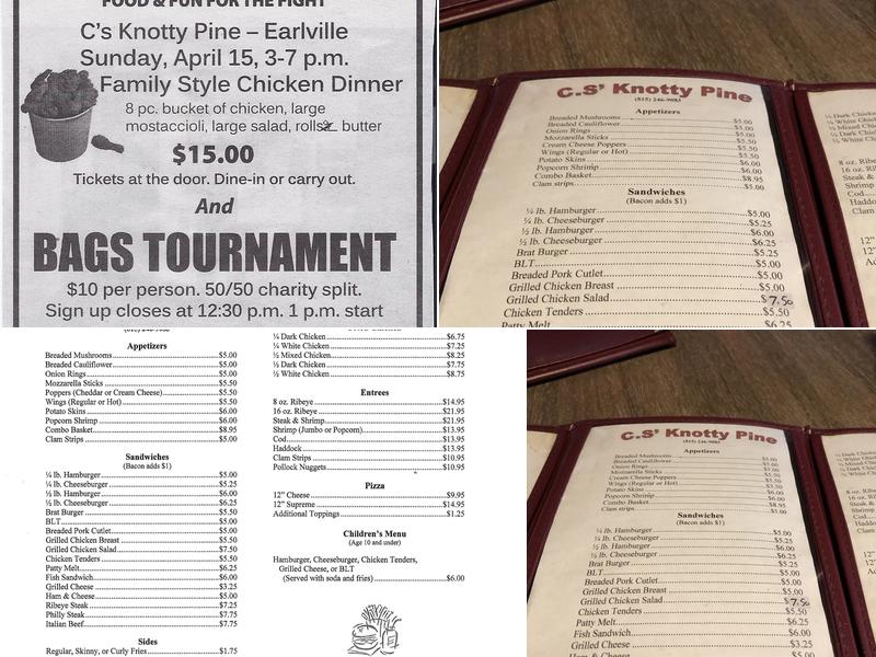 C S Knotty Pine Menu