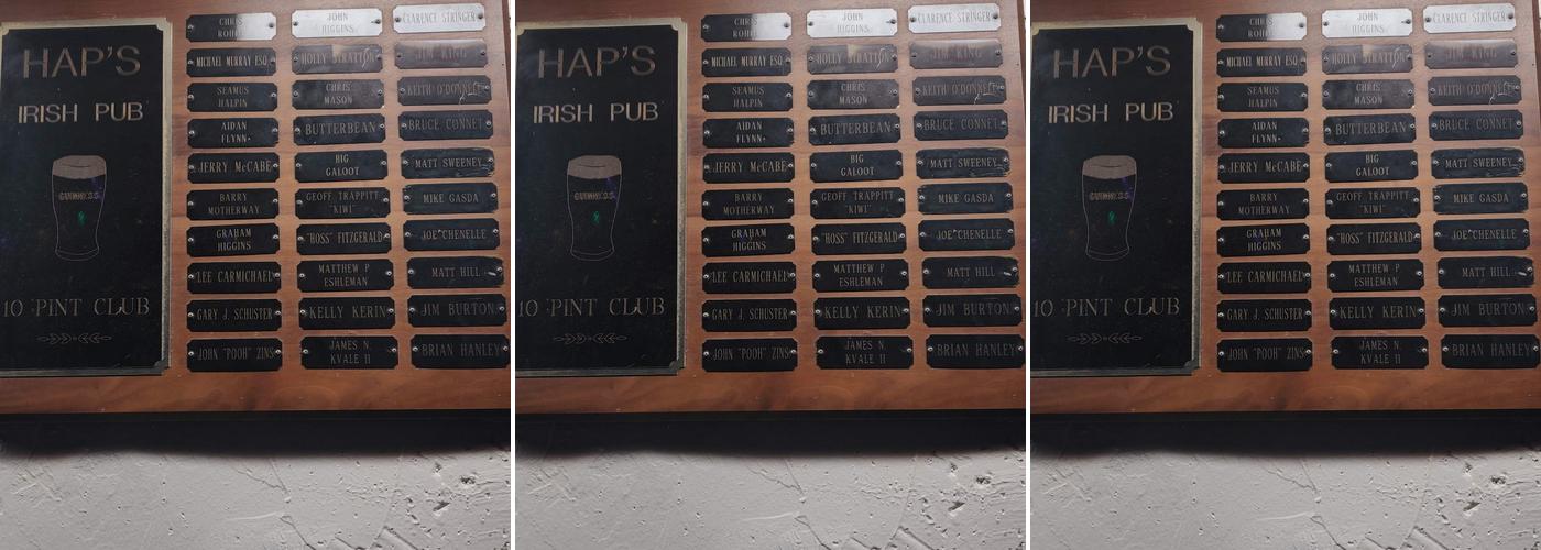 Hap's Irish Pub Menu