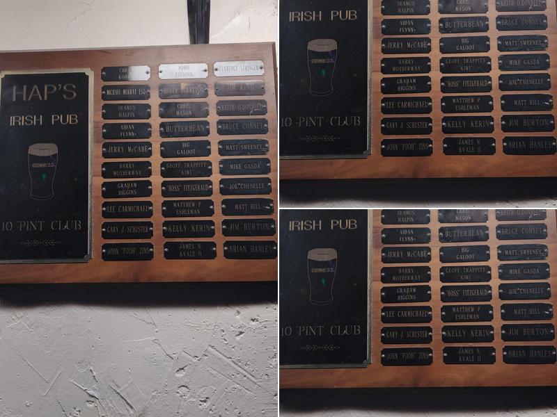 Hap's Irish Pub Menu