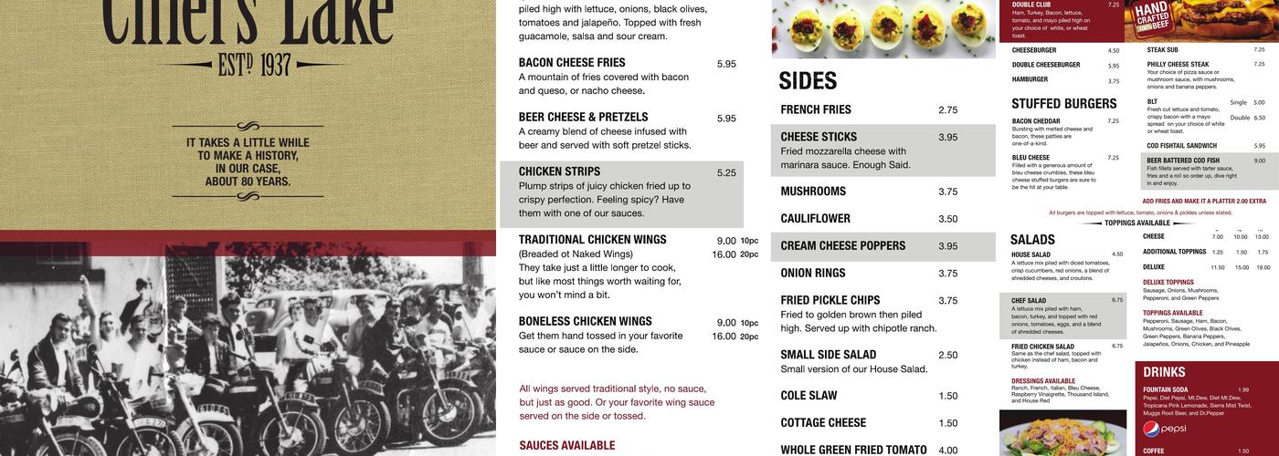 Chief's Lake Menu