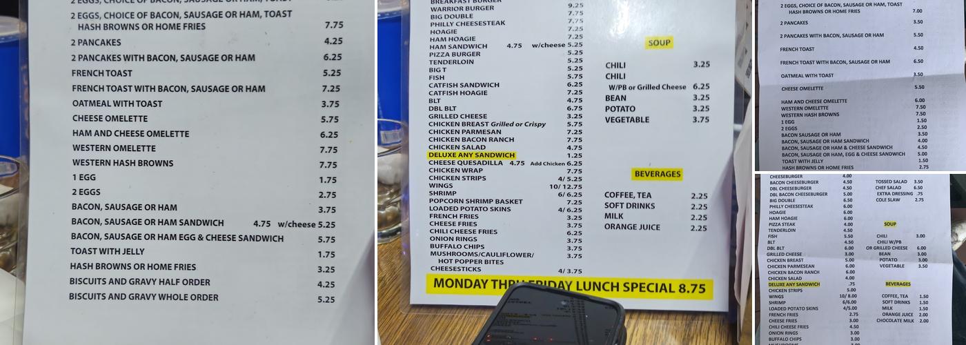 Lisa’s Wayside Inn Menu