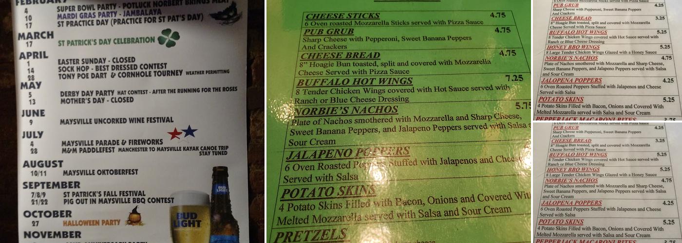 O'Rourke's Pub Menu