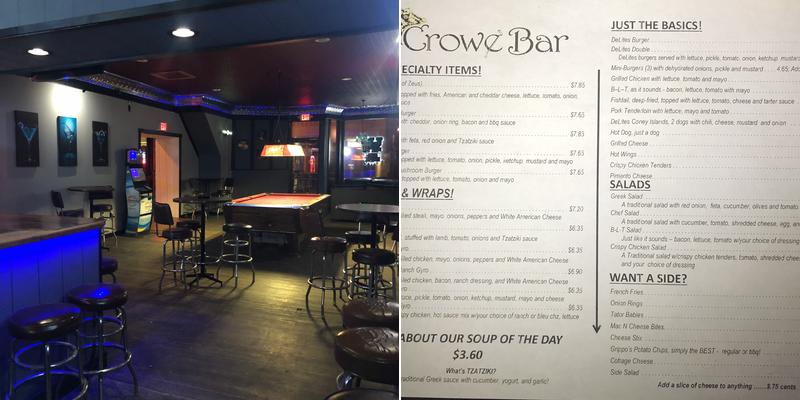 Crowe Bar Menu