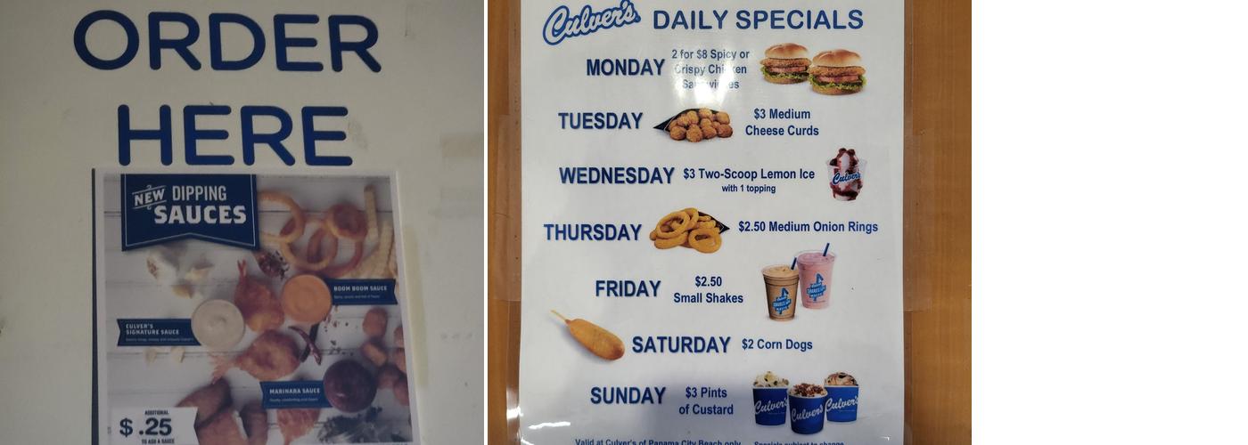 Culver’s Menu