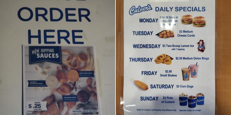 Culver’s Menu