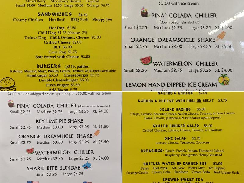 Apache Dairy Bar Menu
