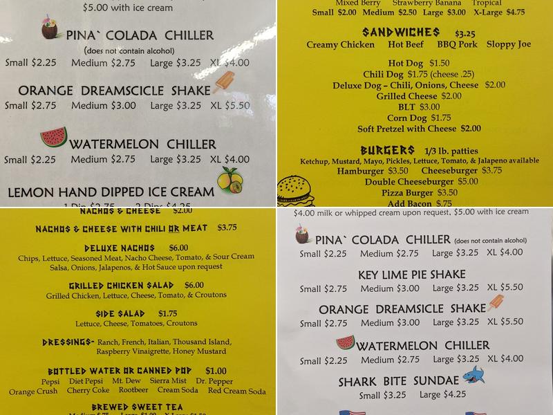 Apache Dairy Bar Menu