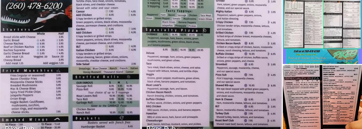Pike's Pub Menu