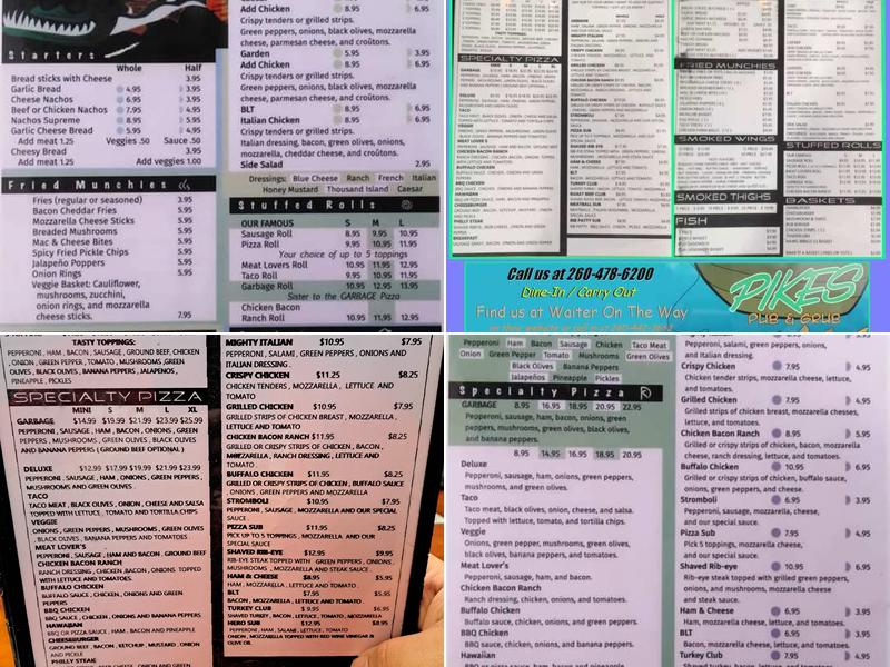 Pike's Pub Menu