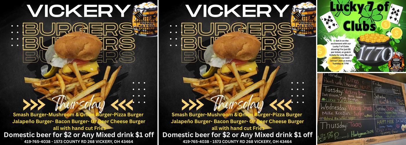 Vickery Pub and Grub Menu